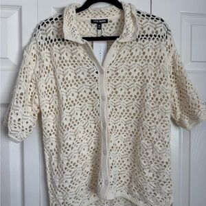 Steve Madden Cream Crochet Cardigan